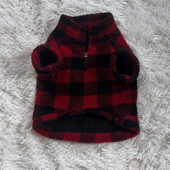 Heart To Tail Other - Heart to Tail  Red & Black Buffalo Plaid Front Zip Lined Dog Sherpa Jacket